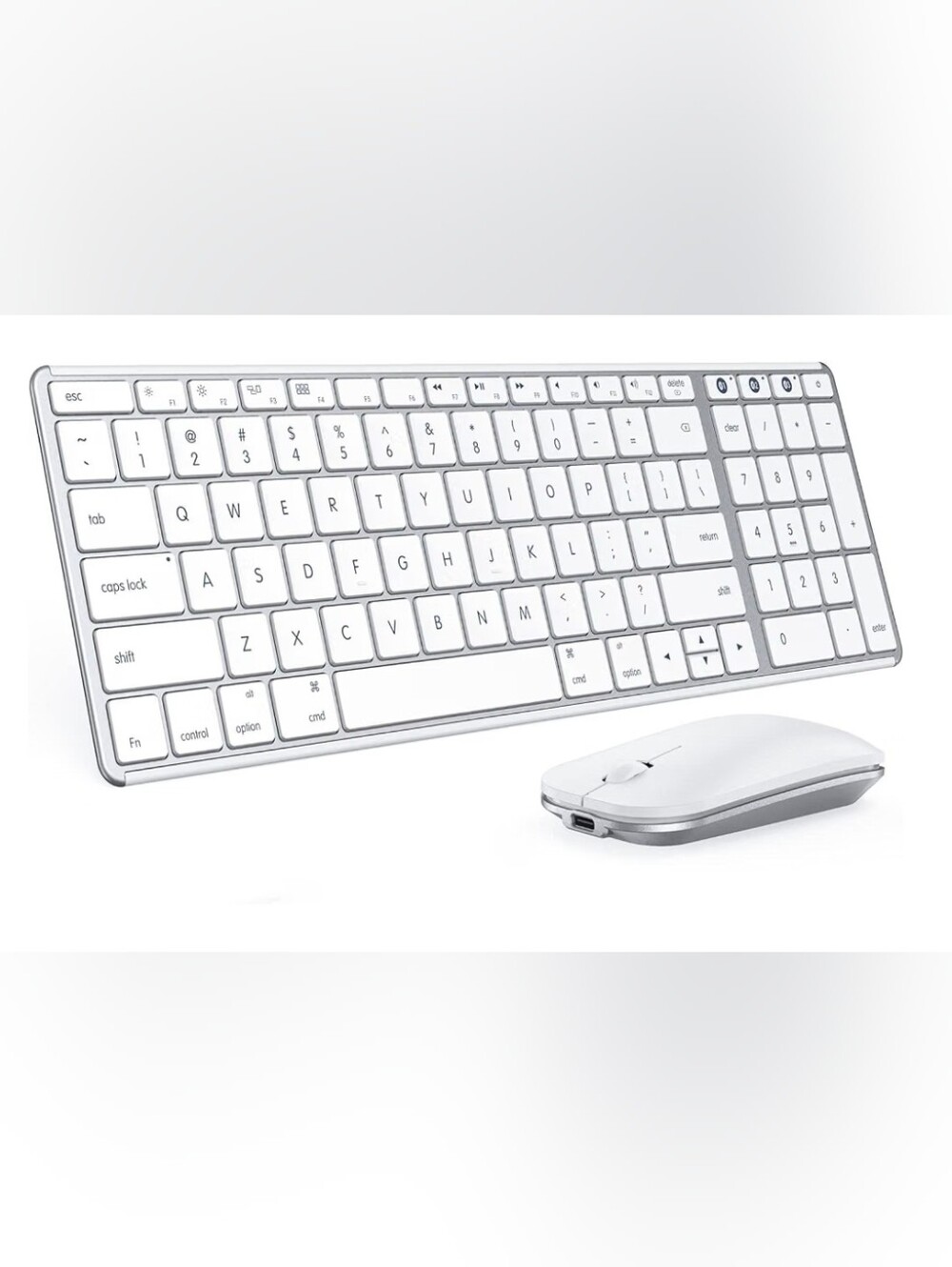 Wireless White Keyboard and Mouse Combo - Sleek Bluetooth Design